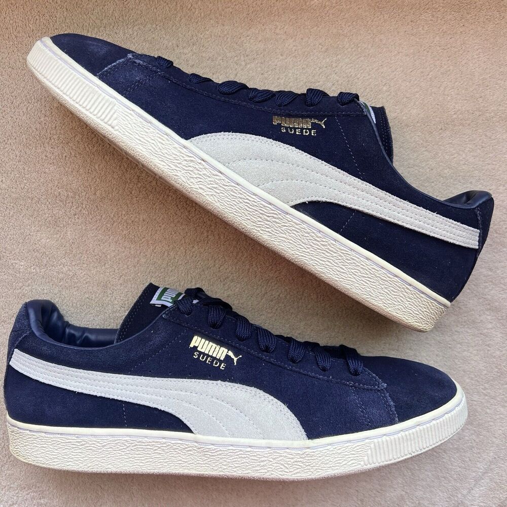 Puma Suede Navy and White Sneakers